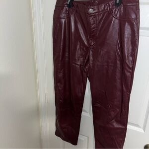 Joie Burgundy Faux Vegan Leather Pants size 16 like new